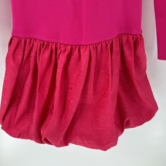 Rachel Parcell Bubble Hem retro 80s pink quirky Barbie mock neck dress size XS - Picture 6 of 10